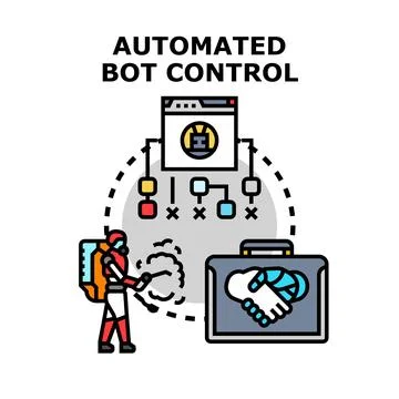 Automated bot control preventing malware and cyber attacks イラスト素材