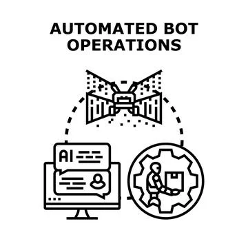 Automated bot operations concept for business efficiency Illustrazione stock