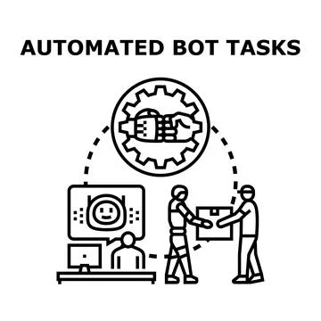 Automated bot tasks and robot human collaboration Stock Illustration