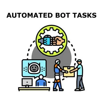 Automated bot tasks and robot human collaboration Stock Illustration