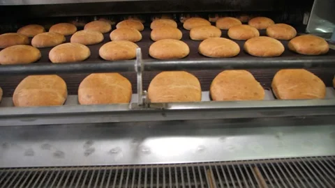 Automated Bread Baking Tape. Bakery. Stock Footage 174726124