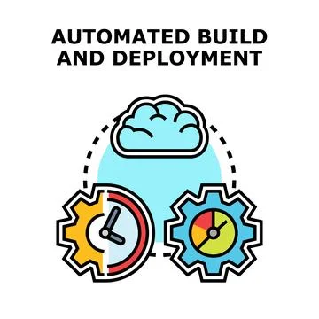 Automated build and deployment process on cloud platform Stock Illustration