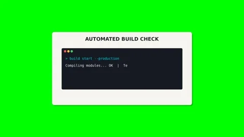 Automated Build Check Terminal Interface on Green Screen Background Stock Footage 347572384