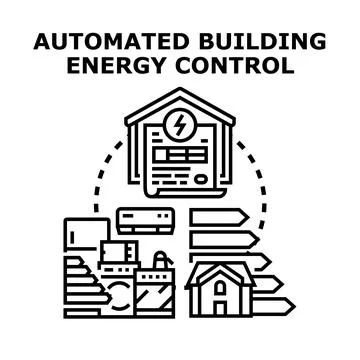 Automated building energy control system concept Ilustração Stock