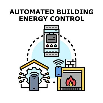 Automated building energy control system with smart technology Ilustração Stock