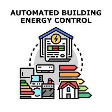 Automated building energy control system concept Ilustração Stock