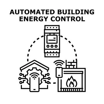 Automated building energy control system with smart technology Ilustração Stock