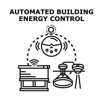 Automated building energy control system managing smart infrastructure Stock Illustration