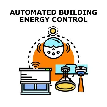 Automated building energy control system managing smart infrastructure Stock Illustration