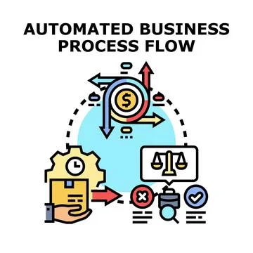 Automated business process flow cycle diagram Ilustração Stock
