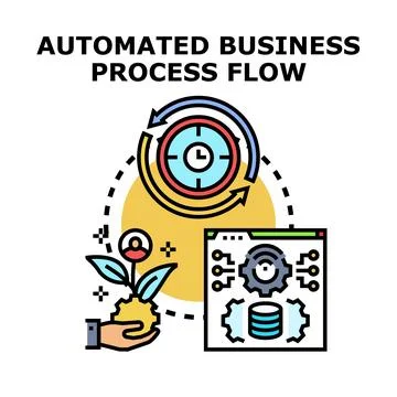 Automated business process flow evolving concept Stock Illustration