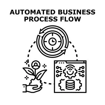 Automated business process flow evolving concept Stock Illustration