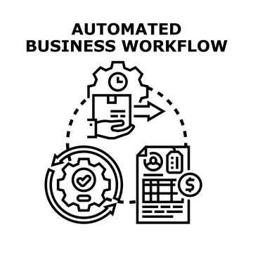 Automated business workflow concept icon illustrating efficiency Stock Illustration