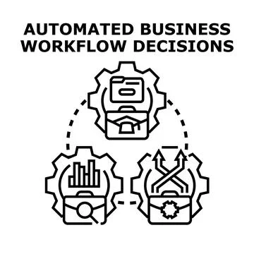 Automated business workflow decision process and analysis icon Stock Illustration