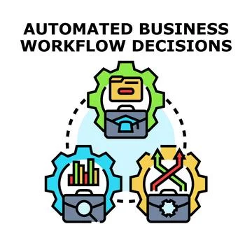 Automated business workflow decision process and analysis icon Stock Illustration