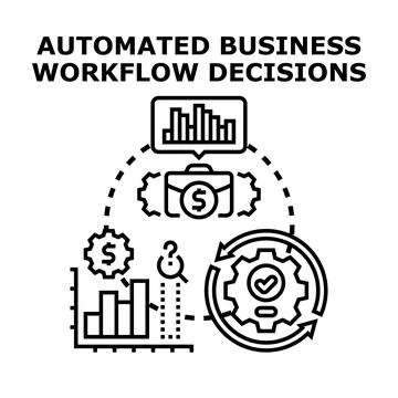Automated business workflow decisions concept vector illustration Stock Illustration
