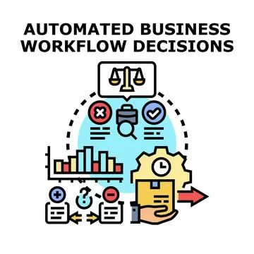 Automated business workflow decisions making process 库存插图