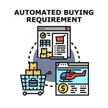 Automated buying requirement process concept illustration 库存插图