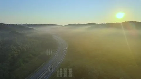 Automated car tracking system, self driving cars on road Stock Photos