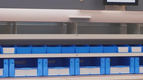Automated carousel storing production in storage warehouse Stock Footage 119149784