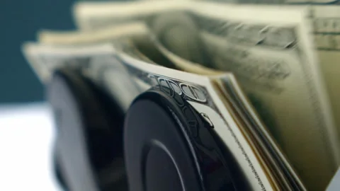Automated Cash Counting Machine Counting Hundred Dollar Bills Smoothly Stock Footage 314343803