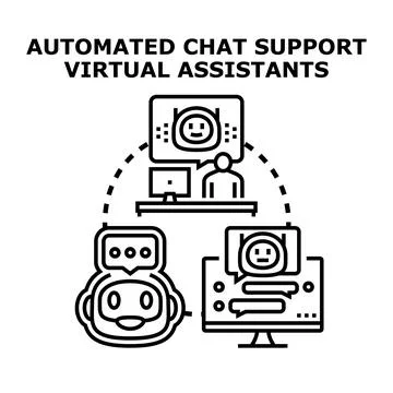 Automated chat support virtual assistants concept Ilustração Stock