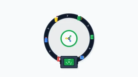 Automated Circular Plastic Recycling System Illustration Видео 344028233