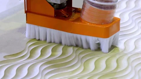 Automated Cleaning Process of Wavy Surface with Brush Tool Stock Footage 308633614