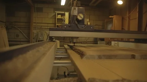 Automated CNC machine cutting a plank of wood Stock Footage 87612126