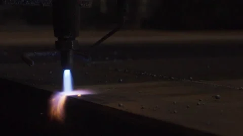 Automated CNC Machine Processing Steel Sheet By Hot Plasma At Industrial Factory Stock Footage 171969611
