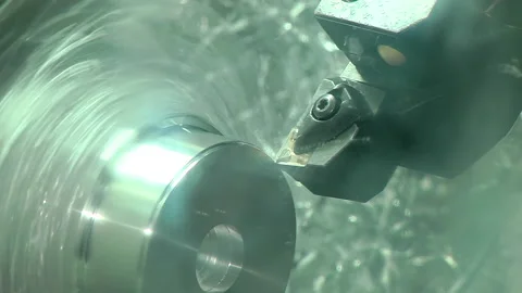 Automated cnc turning milling machine Stock Footage 160364695