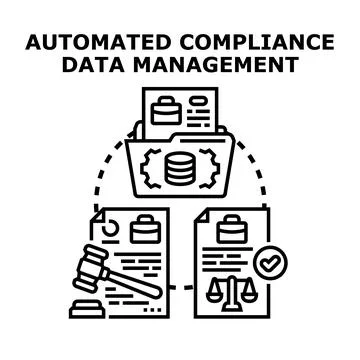 Automated compliance data management controlling legal regulations concept Stock Illustration