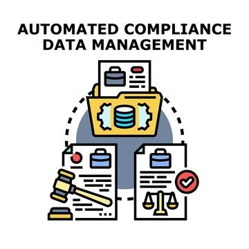 Automated compliance data management controlling legal regulations concept 스톡 일러스트