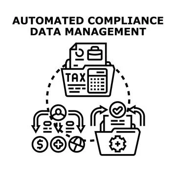 Automated compliance data management process controlling taxes 스톡 일러스트