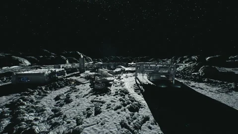 Automated construction site on lunar surface facilitates expansion Stock Footage 331524120