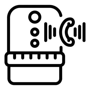 Automated control speaker icon outline vector. Wireless calling command Illustrazione stock