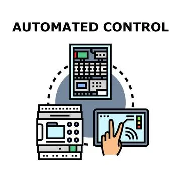 Automated control system connecting industrial electronic devices Stock Illustration