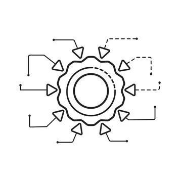 Automated control system icon. Schematic data optimization Illustrazione stock