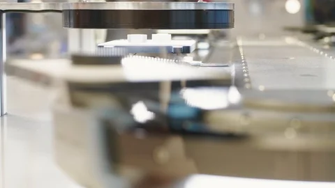 Automated control system on speed conveyor belt with details Stock Footage 105467286
