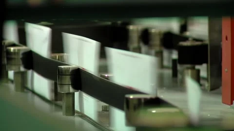 Automated Conveyor System Handling Mail at Distribution Center Stock Footage 154876686