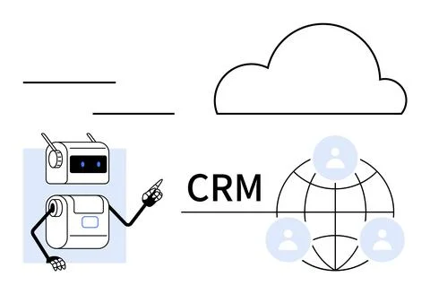 Automated CRM Solutions in the Cloud with Robotic Assistance for Improved C.. Stockillustratie