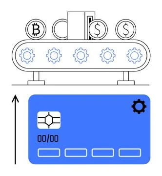 Automated Crypto and Currency Processing for Modern Payment Systems Stockillustratie