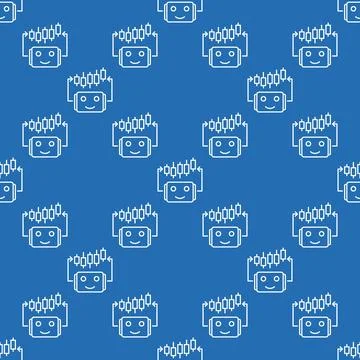 Automated Crypto Trading Bot with Candlestick Chart vector seamless pattern.. Stock Illustration