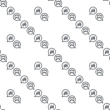Automated Cryptocurrency Trading Chat vector seamless pattern in outline styl Stock Illustration