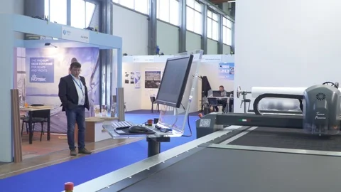 Automated cutting machine for composite materials  Stock Footage 88547876