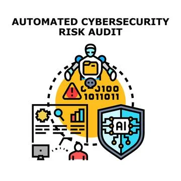 Automated cybersecurity risk audit identifying digital threats 스톡 일러스트