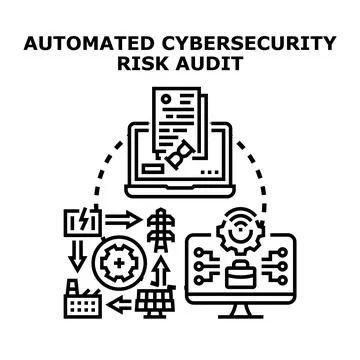 Automated cybersecurity risk audit process monitoring system Stock Illustration