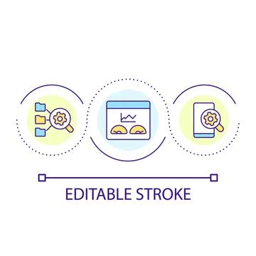 Automated data analysis loop concept icon Stock Illustration