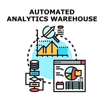 Automated data analytics warehouse concept illustration Stock Illustration