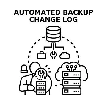 Automated data backup and server modification log 스톡 일러스트